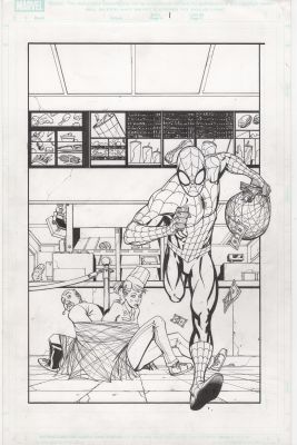 Derec Donovan | Tavola originale per Marvel Age Spider Man #12 p. 1. Cm. 38×44. MARVEL. Year 2004. Schizzi preparatori sul retro. | Art e Fumetto