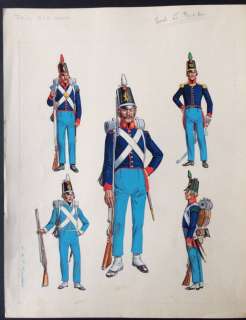 Funcken | Illustration originale Ã  la gouache (p.149) pour " L’ Uniforme & les Armes des Soldats du 1er Empire vol.1 "  - (1968) | Catawiki