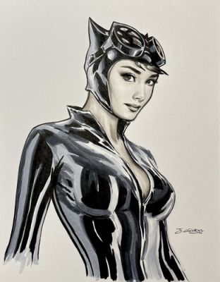 Catwoman Original Art Audrey Hepburn By Josh George 9 X 12 Inches | eBay US (Buy It Now)