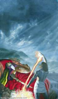 Kevin Eugene Johnson - Original Science Fiction Painting (1985). A warrior draws power from the resting place of a - | Heritage