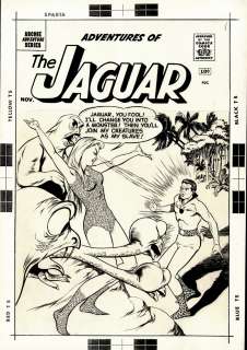 John Rosenberger - Adventures of the Jaguar #3 Cover (Reptile Maiden & Monsters Attack Jaguar!) Large Art - 1961