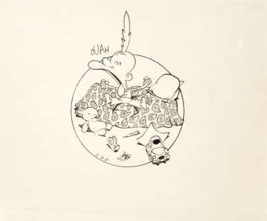 ZEP "Titeuf"  Dessin Ã  l’encre de chine. Projet de T-shirt représentant le héros [...] | Arthema Auction