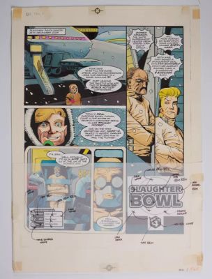 Lot 7 - 2000 AD Prog #845 Slaughter Bowl Part 4 Colour Full Story Pages (Fleetway, 1993) Total 5 | Stanley Gibbons Baldwin’s