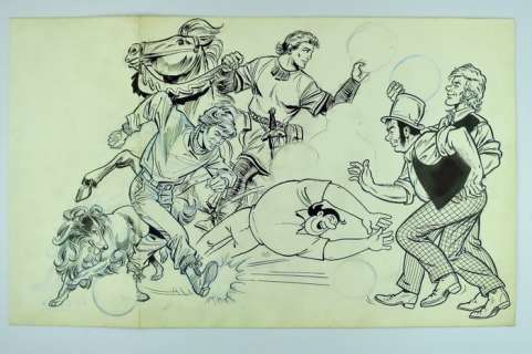 Studio Vandersteen | Originele tekening voor een reclamedoek  - inclusief reclamedoek  - (1988) | Catawiki