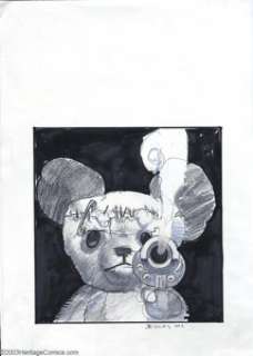 Simon Bisley - Original Illustration of a Bad Teddy (undated). It looks like this teddy bear got a cranial - | Heritage