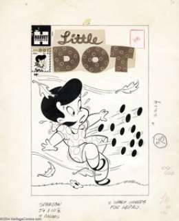 Warren Kremer - Little Dot #39 Cover Original Art (Harvey, 1958). A fall wind blows the dots right off Little - | Heritage