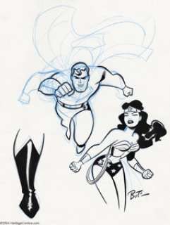 Bruce Timm - Sketches of Superman and Wonder Woman Original Art (undated). Bruce Timm offers up two of DC finest - | Heritage
