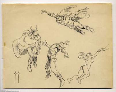 Frank Frazetta - "Flash Gordon Studies" Original Art (undated). Three sketches of a "Flash - | Heritage