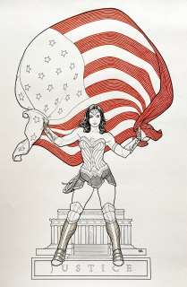 Frank Cho - Future State: Superman of Metropolis #1 Huge Mixed Media Cover (Arguably Cho‘s Greatest Wonder Woman Cover, Adorned with the Usa Flag At the Lincoln Memorial!) 2021