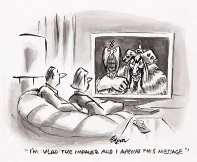 LEE LORENZ (1933- ) "I’m Vlad the Impaler and I approve this message." [NEW YORKER / CARTOONS] | Swann Galleries