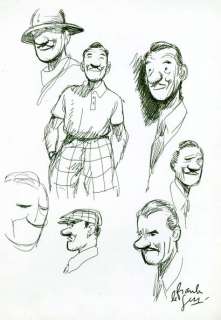 LE GALL Frank Théodore Poussin Deux pages de recherches pour des personnages Stylo,... | Vermot et Associés