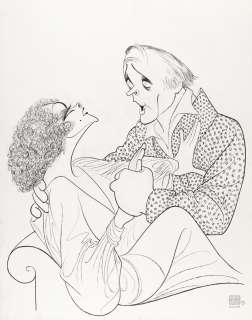 AL HIRSCHFELD (1903-2003) Elizabeth Taylor and Richard Burton in "Private Lives." [CARICATURE / BROADWAY / THEATER] | Swann Galleries