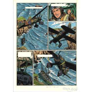 Loutte (Né En 1961). | Biggles. T13, Neiges mortelles. bleu et fil noir. Dimensions : 28,7 x 21 cm. | HVMC