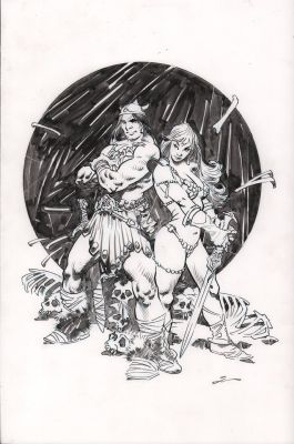 Tom Grindberg | Conan & Red Sonja Splash Art - Signed | Anthony’s Comic Book Art
