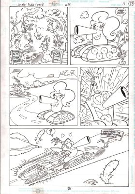 David Alvarez, Mike Decarlo | Looney Tunes #59 P.5 - Roadrunner & Coyote in Tanks - 1999 | Anthony’s Comic Book Art