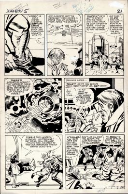 Jack Kirby, Paul Reinman - X-Men #5 P 18 (Great First Year X-Men Page with Entire Team Battling the Toad & Mastermind on Magneto‘s Asteroid!) 1963