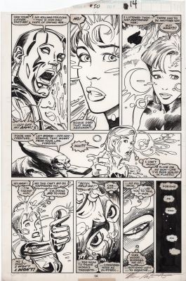 Marc Silvestri | Silvestri, Marc / Steve Leialoha - Uncanny X-Men #250 Pg 14, Colossus, Dazzler, Psylocke - 1St Worm | Cool Lines Art