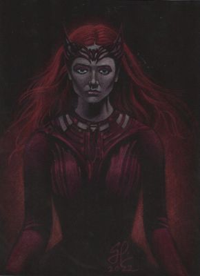 Craig Hamilton | Scarlet Witch Color on Black Paper Commission - Signed - 2022 | Anthony’s Comic Book Art