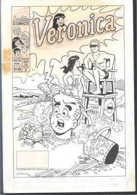 Stan Goldberg | Goldberg Cover - Veronica Abandons Archie Buried in the Sand While She Flirts with a Lifeguard Issue Veronica # 54 Page Cover | Koch Comic Art