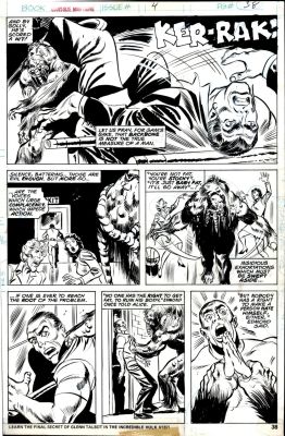 Frank Springer, Ron Wilson | Giant-Size Man-Thing #4 P 38 (Man-Thing in Every Panel Battling & Chasing the Bad Guy!) 1975 | Romitaman