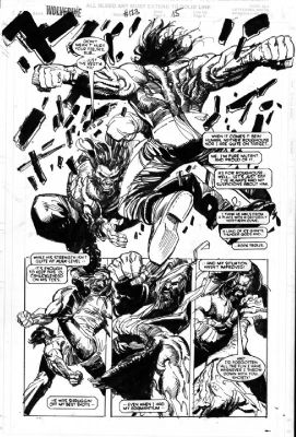 Bill Sienkiewicz | Sienkiewicz, Bill - Wolverine #123 Pg 15 Semi-Splash, Wolvie Attacks | Cool Lines Art