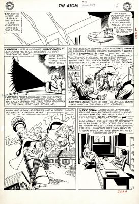 Gil Kane, Sid Greene | The Atom #13 P 5 (Chronos in Every Panel Robbing Rare Clocks From a Museum!) Large Art - 1964 | Romitaman