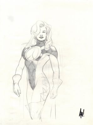 Adam Hughes | 1993 Sketch Book 11 X 14 Inch, Female Hero Concept Character Designs, with Photo of Adam Hughes Signing Actual Artwork! | Romitaman