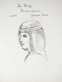 Martin Jacques Dédicace... | MARTIN Jacques Dédicace de grande taille sur feuille... | Vermot et Associés