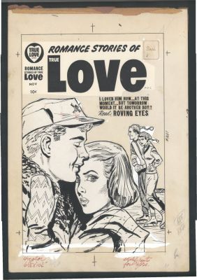 Al Avison | Avison Romance Cover - Ice Skating Girl Has "Roving Eyes" For Other Men Issue Romance Stories of True Love # 50 Page Cover | Koch Comic Art