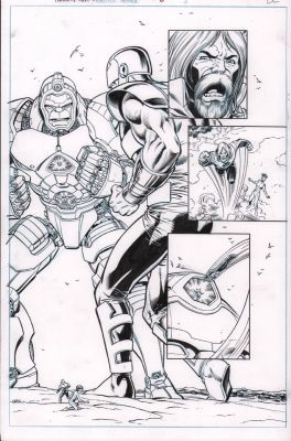 Scott Hanna | Infinity Man & the Forever People #6 P.9 - Infinity Man Vs Mech - 2015 | Anthony’s Comic Book Art