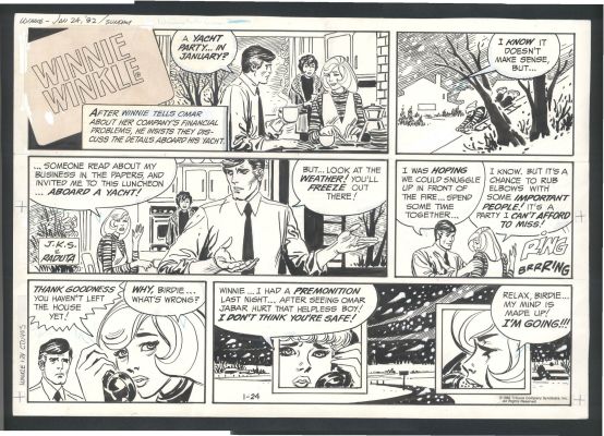 Joe Kubert | Joe Kubert Winnie Winkle Sunday Strip Art - Winnie Puts Business Before Pleasure Issue Winnie Winkle Page 1-24-82 | Koch Comic Art