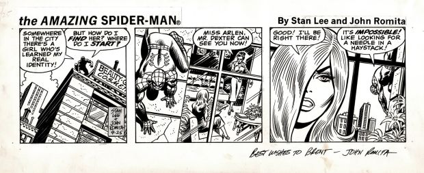 John Romita Sr. | Amazing Spider-Man Daily Strip (1St Run Strip! Romita Pencils & Inks! Spidey in Every Panel Hunting For Vera Arlen!) 9-25-1978 | Romitaman
