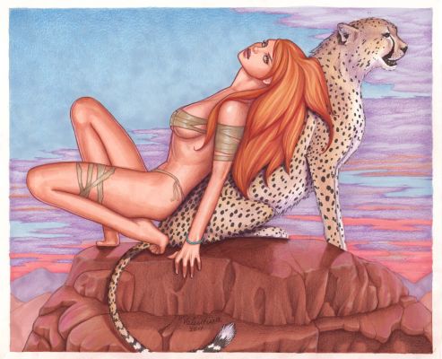 Valentina, Conny - Sheena Jungle Gal & Cheetah Wide-Screen Cover Style Pinup 2011 | Cool Lines Art