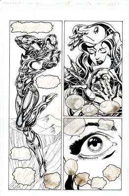 Randy Elliott, Rik Levins | X-O Manowar #37 P 17 Semi-Splash (Nice First Run X-O Manowar Page with X-O in Every Panel!) 1994 | Romitaman