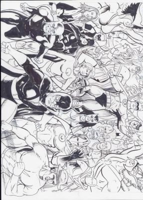 Lou Manna | Jsa Whole Team - Pencil + Ink Commission | Anthony’s Comic Book Art