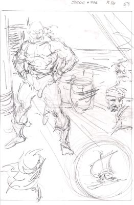John Buscema | Savage Sword of Conan #206 P 58 Splash (11 X 17 Inch Bronze Age Prelim) | Romitaman