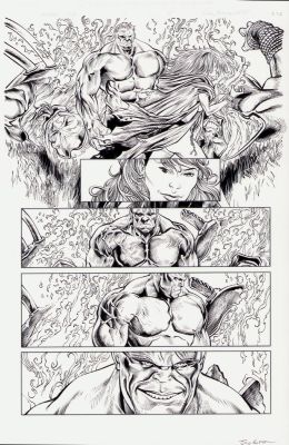 Jay Leisten | Marvel 1776 #4 Pg. 10 - Interior Page Hulk + Witch - Signed | Anthony’s Comic Book Art