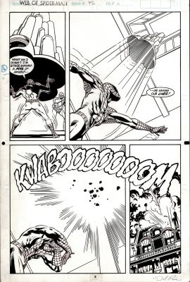 Al Milgrom, Dave Ross, Keith Williams | Web of Spider-Man #72 P 2 (Spider-Man in 3 of the 4 Largest Panels Throwing Bomb Out Window!) 1990 | Romitaman
