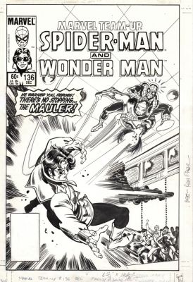 Ron Frenz Paul Smith | Smith, Paul / Ron Frenz - Marvel Team-Up #136 Cover, Spider-Man & Solo Wonder Man Vs the Mauler 1983 | Cool Lines Art