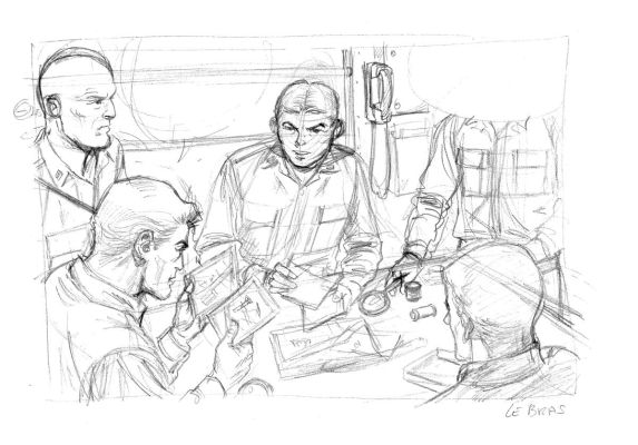 Le Bras Andrã© | CrayonnÃ© originale de BUCK DANNY avec Jerry Tumbler et Sonny Tuckson | Galerie Napoléon