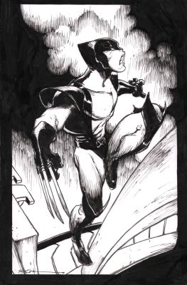 Larry Stroman | Leaping Wolverine Splash Commission - Signed | Anthony’s Comic Book Art