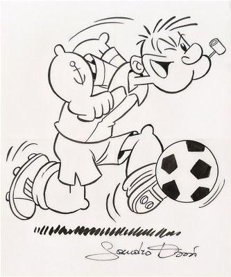 Sandro Dossi | Lot 21 - Illustrazione originale - Braccio di Ferro | Finarte