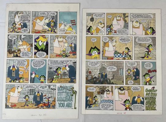 Lot 387 - DUCKULA - A pair of original comic book art pages featuring Count Duckula comic strips from LOOK- | Excalibur Auctions