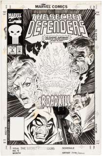 "THE SECRET DEFENDERS" #4 COMIC BOOK COVER ORIGINAL ART. | Hake’s