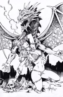 Arturo Louga | Sorceress And Her Dragon - For Sale! | ComicArtFans Classifieds