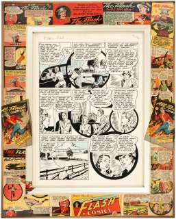 E.E. HIBBARD "ALL-FLASH QUARTERLY" #2 COMIC BOOK PAGE ORIGINAL ART CUSTOM FRAMED DISPLAY. | Hake’s