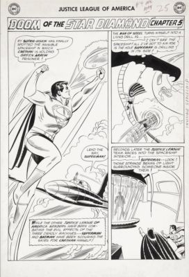 Mike Sekowsky, Bernard Sachs | Justice League of America #4 Batman & Superman Original Splash Art Page 21 From 1961! | ComicArtFans Classifieds