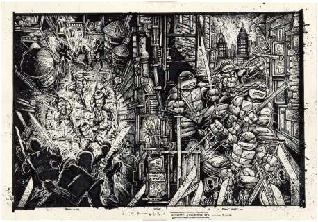 "TEENAGE MUTANT NINJA TURTLES: THE ULTIMATE COLLECTION" VOL. 5 COVER ORIGINAL ART BY KEVIN EASTMAN. | Hake’s