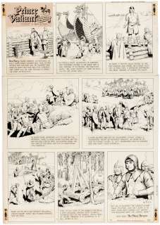 "PRINCE VALIANT IN THE DAYS OF KING ARTHUR" 1969 SUNDAY PAGE ORIGINAL ART BY HAL FOSTER. | Hake’s