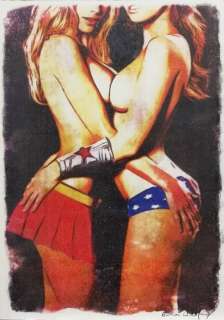 WONDER WOMAN and SUPERGIRL 29,8 x42 - Emma Wildfang-Oil pastels on an artist cardboard   - EO | Catawiki